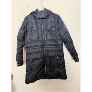 Adidas Neo Black Hooded Puffer Parka Coat Women’s Medium Long Winter Down Jacket